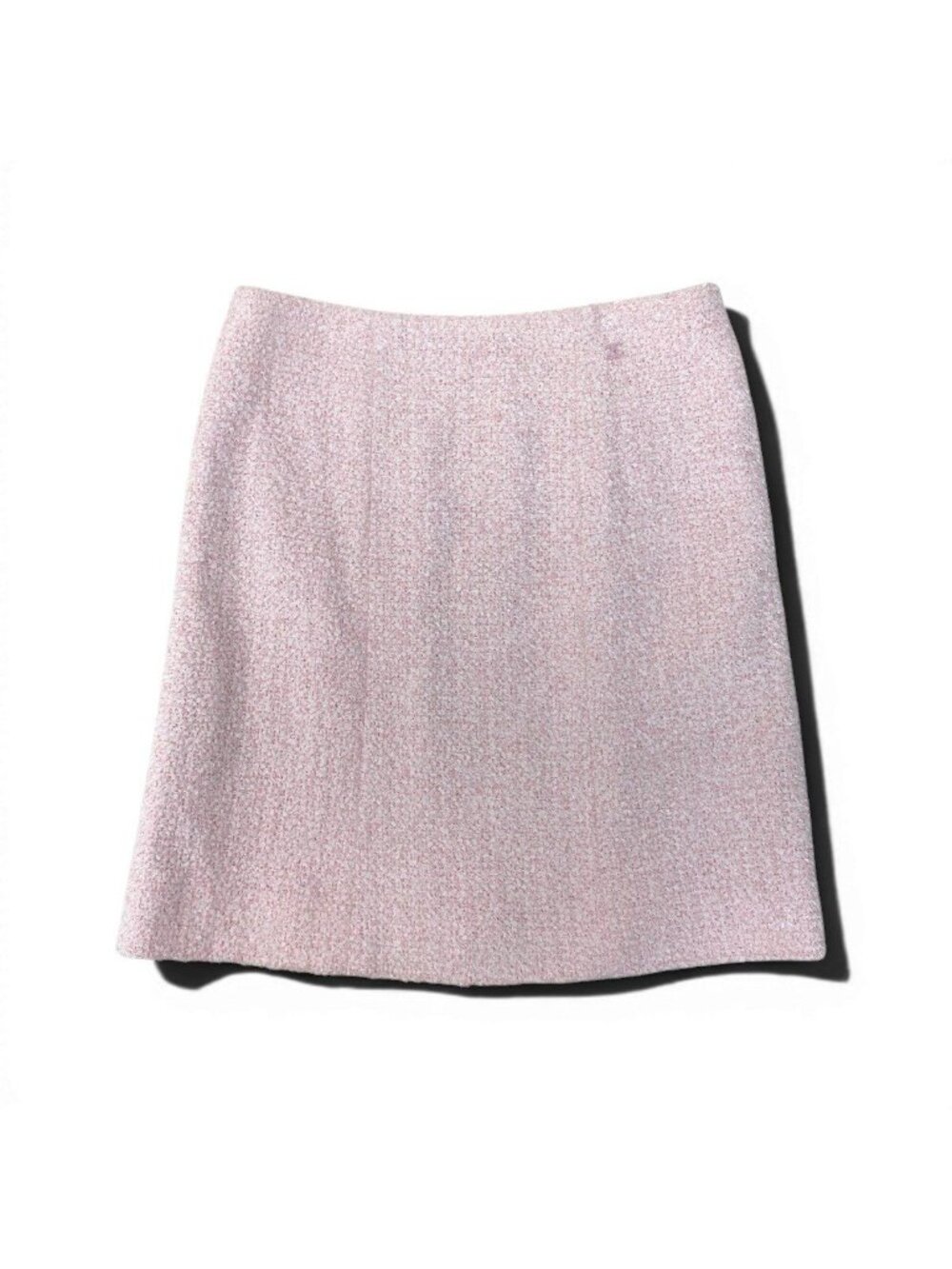 Chanel 04C Fancy Tweed Knee Length Skirt CC Logo Pink